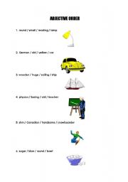 English Worksheet: adjective order
