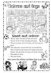 English Worksheet: colours and toys