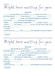 English worksheet: Right here waiting for you