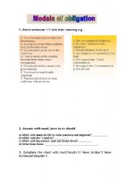 English Worksheet: Modals of obligation