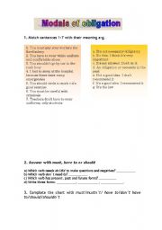 English Worksheet: Modals of obligation