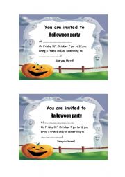 English Worksheet: Halloween Party invitation