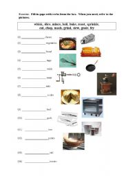 English Worksheet: gap fill-in exercise for vocabulary lesson on cooking verbs