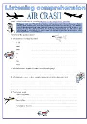 English Worksheet: Air crash listening comprehension (Youtube)