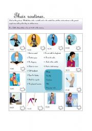 English Worksheet: Their routines