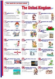 English Worksheet: The United Kingdom - Quiz