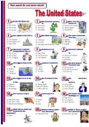 English Worksheet: The United States - Quiz