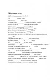 English worksheet: MAKING COMPARATIVES