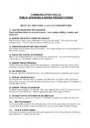 English Worksheet: Presentation and Public Speaking Tips