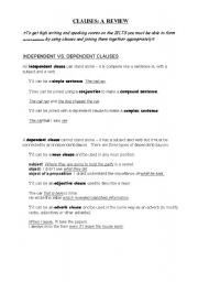 English worksheet: Clauses overview
