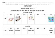 English Worksheet: Days of the week activities