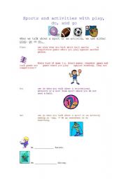 English worksheet: Sports with play, go, and do