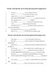 English worksheet: Using Past Progressives