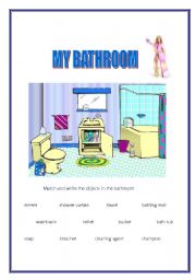 English worksheet: my bathroom