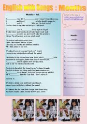 English Worksheet: English with Songs : Months in a year