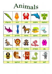 English Worksheet: Animals 1/2 (26.08.09)