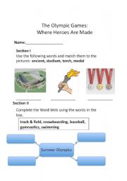 English worksheet: Olympic History Test/Worksheet