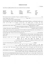 English Worksheet: Eskimoes: gap text