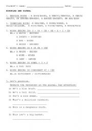 English worksheet: singular and plural