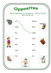 English Worksheet: Opposites (Matching worksheet)