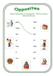 Opposites matching game - ESL worksheet by Nicola5052