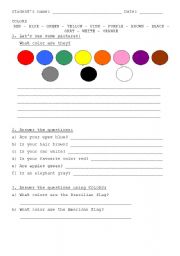 English worksheet: Colors and adjectives