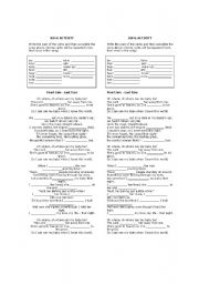 English Worksheet: LAST KISS - SIMPLE PAST