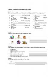 English Worksheet: Present Progressive grammar practice