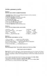 English worksheet: Articles Practice