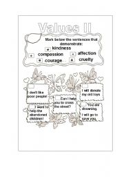 English Worksheet: Values II