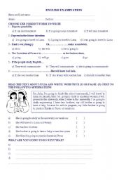 English Worksheet: future exam