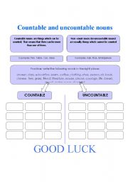 English Worksheet: Countable and Uncountable Nouns