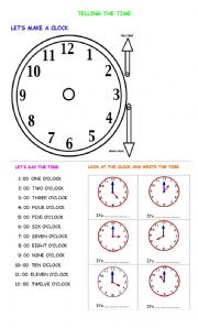 English Worksheet: TELLING THE TIME