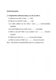 English Worksheet: Describing Jobs