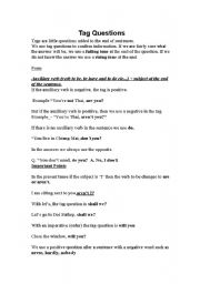 English worksheet: Tag Questions