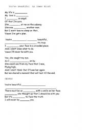 English worksheet: Song: You are beautiful