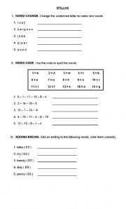 English Worksheet: spelling