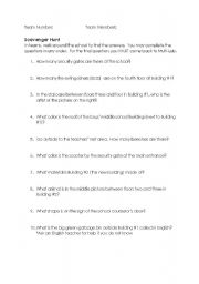 English Worksheet: Scavenger Hunt (Korean students)