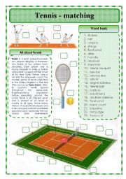 English Worksheet: Tennis-matching exercise