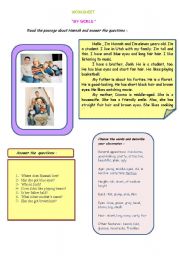 English worksheet: my world