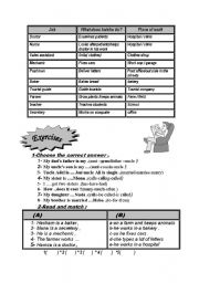 English worksheet: jobs & Exercise 