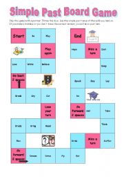 English Worksheet: Simple Past board game