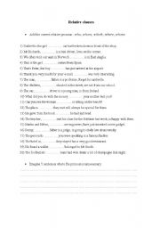 English Worksheet: Relative clauses