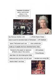 English Worksheet: British Parliament Puzzle