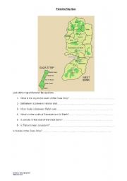 English worksheet: Palestine Map Quiz