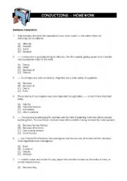 English Worksheet: CONJUNCTIONS EXERCISES