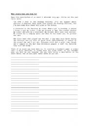 English worksheet: Events  - Past Tense