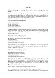 English Worksheet: Reading and exercises