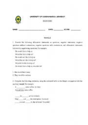 English worksheet: USE TO -WOULD