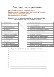 English worksheet: Modals-permission